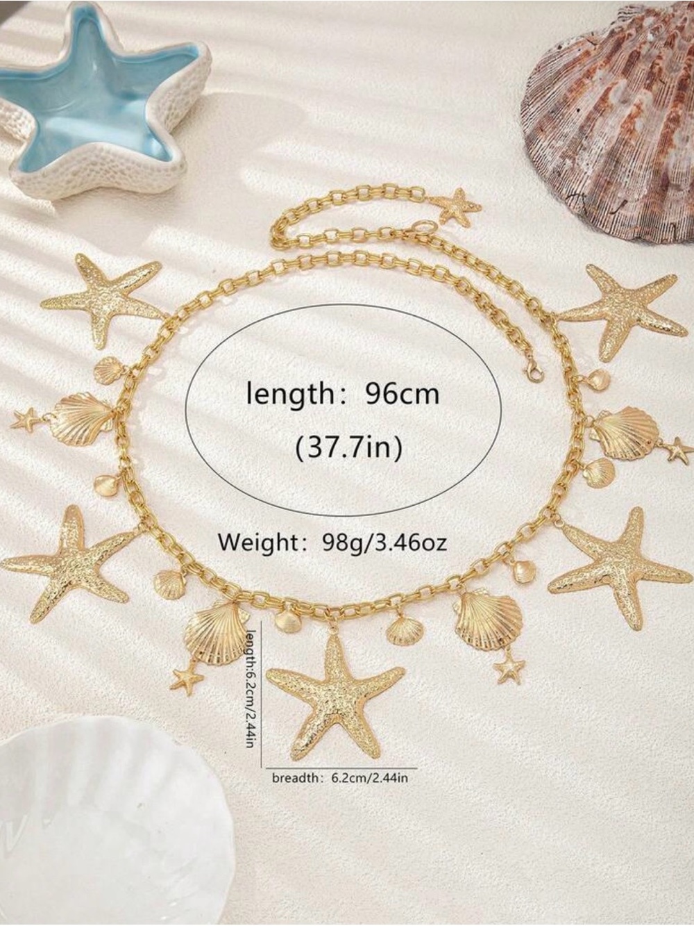 Starfish & Shell Charm Waist Chain belt - Picture 4 of 5